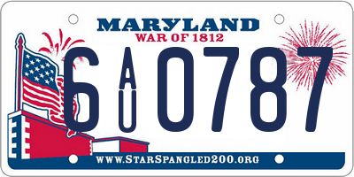 MD license plate 6AU0787