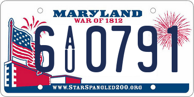 MD license plate 6AU0791