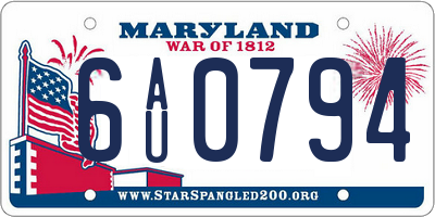 MD license plate 6AU0794