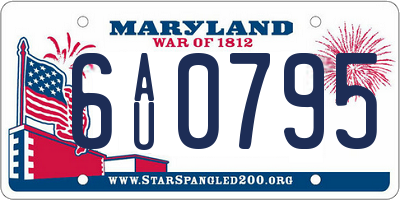 MD license plate 6AU0795