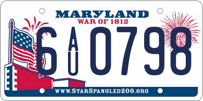 MD license plate 6AU0798