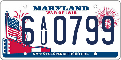 MD license plate 6AU0799