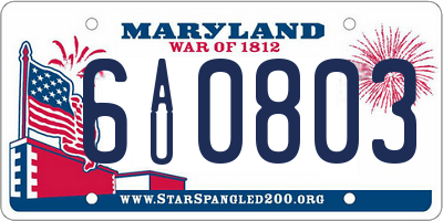 MD license plate 6AU0803