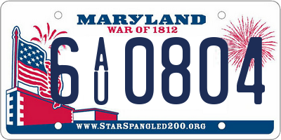 MD license plate 6AU0804