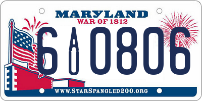 MD license plate 6AU0806