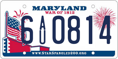 MD license plate 6AU0814