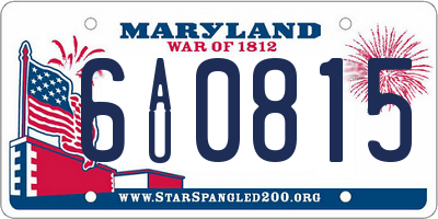 MD license plate 6AU0815