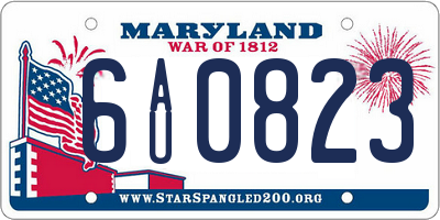 MD license plate 6AU0823