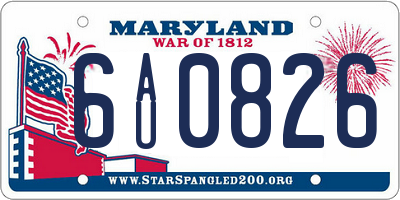 MD license plate 6AU0826