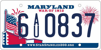 MD license plate 6AU0837