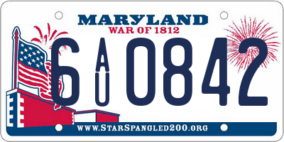 MD license plate 6AU0842