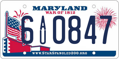 MD license plate 6AU0847
