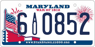 MD license plate 6AU0852