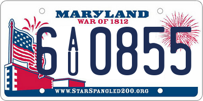 MD license plate 6AU0855
