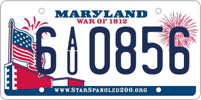 MD license plate 6AU0856