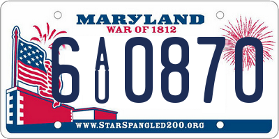 MD license plate 6AU0870
