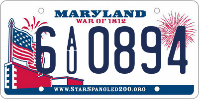 MD license plate 6AU0894