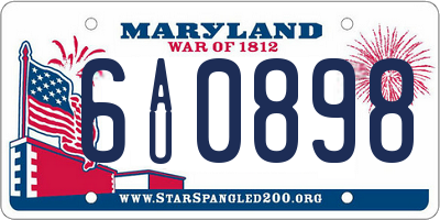 MD license plate 6AU0898