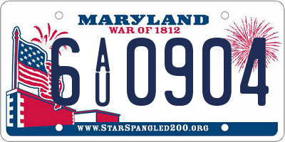 MD license plate 6AU0904