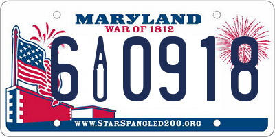 MD license plate 6AU0918