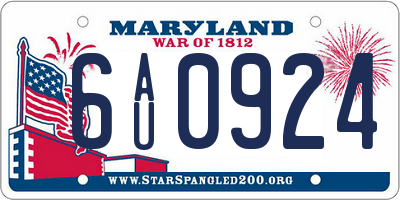 MD license plate 6AU0924
