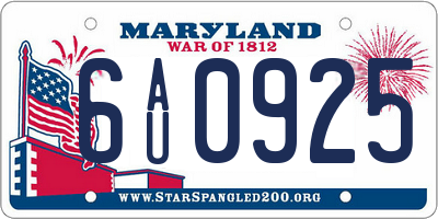 MD license plate 6AU0925