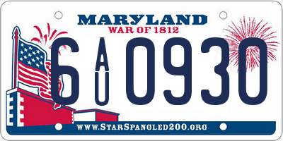 MD license plate 6AU0930