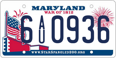 MD license plate 6AU0936
