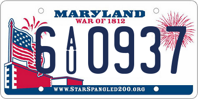 MD license plate 6AU0937