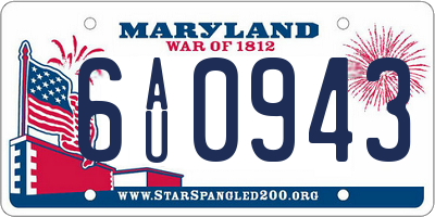 MD license plate 6AU0943