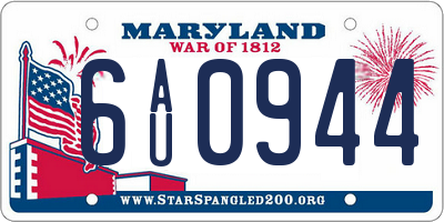 MD license plate 6AU0944