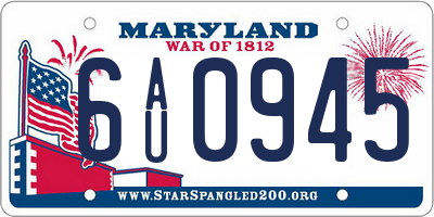 MD license plate 6AU0945