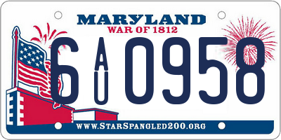 MD license plate 6AU0958