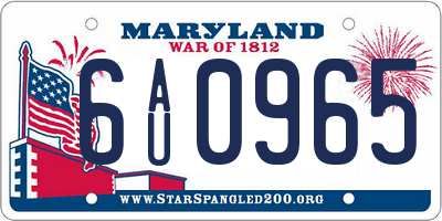 MD license plate 6AU0965