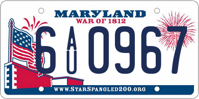 MD license plate 6AU0967