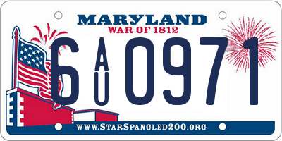 MD license plate 6AU0971