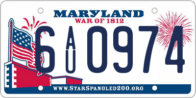 MD license plate 6AU0974
