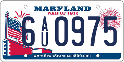 MD license plate 6AU0975