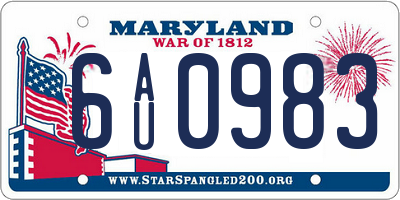 MD license plate 6AU0983