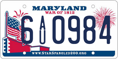 MD license plate 6AU0984