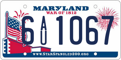 MD license plate 6AU1067