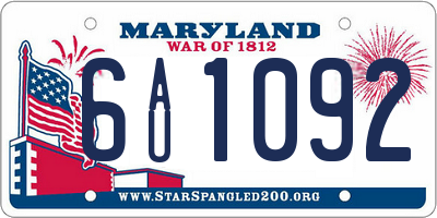 MD license plate 6AU1092