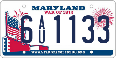 MD license plate 6AU1133