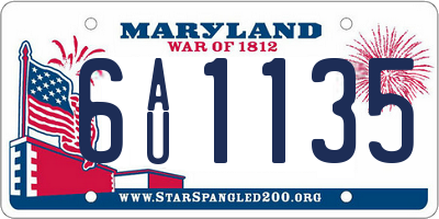 MD license plate 6AU1135
