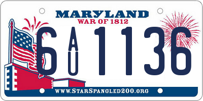 MD license plate 6AU1136
