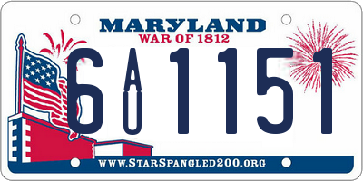 MD license plate 6AU1151