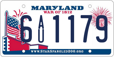 MD license plate 6AU1179