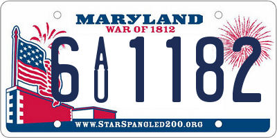 MD license plate 6AU1182