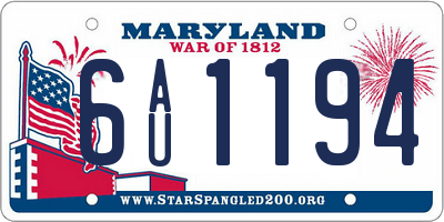 MD license plate 6AU1194