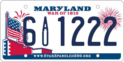 MD license plate 6AU1222